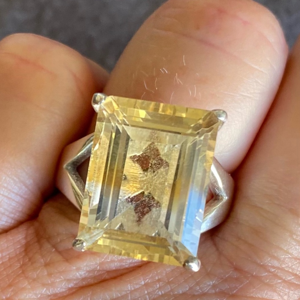 Lori Bonn Large Citrine Rectangular Ring Size 7